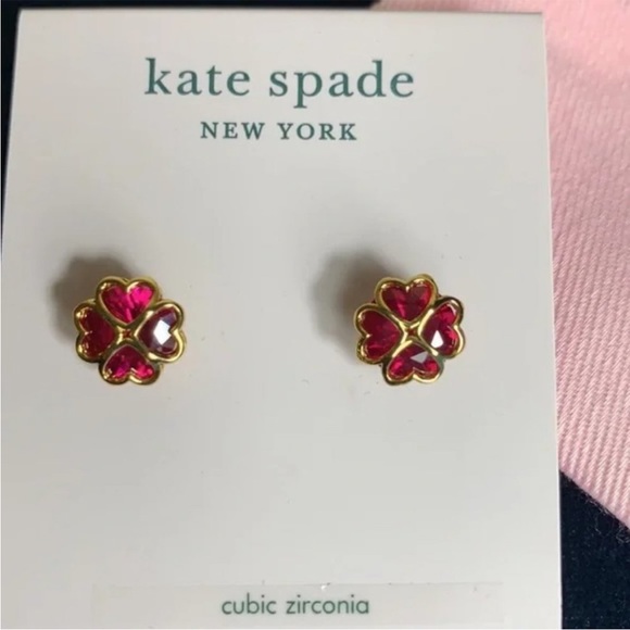 Kate Spade Light Sapphire Something Sparkly Spade Stud Earrings in Red - Picture 1 of 3
